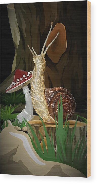 Snail Topia Wood Print featuring the digital art Snail Topia 4 by Aldane Wynter