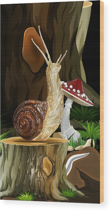 Snail Topia Wood Print featuring the digital art Snail Topia 7 by Aldane Wynter