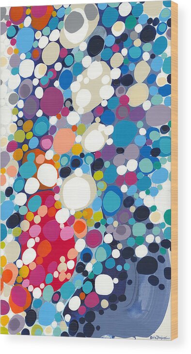 Abstract Wood Print featuring the painting Tall Drink of Fun by Claire Desjardins