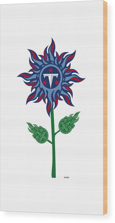 Nfl Wood Print featuring the mixed media Tennessee Titans - NFL Football Team Logo Flower Art by Steven Shaver