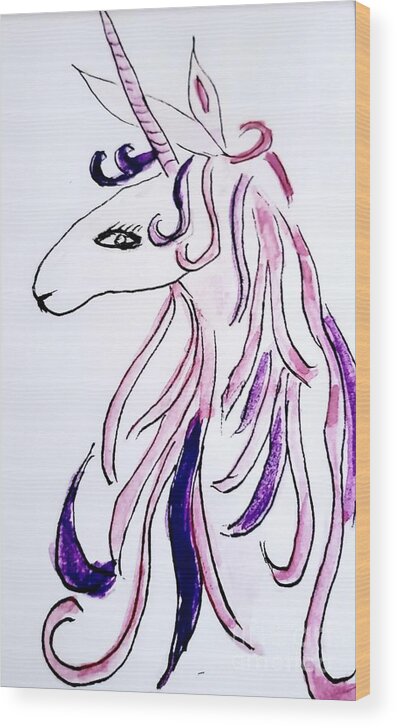  Wood Print featuring the painting The Unicorn by Margaret Welsh Willowsilk