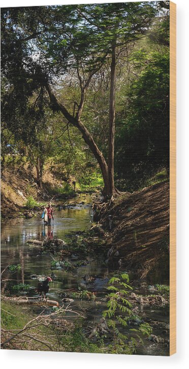 Wading Wood Print featuring the photograph Wading the Jatibonico river by Micah Offman