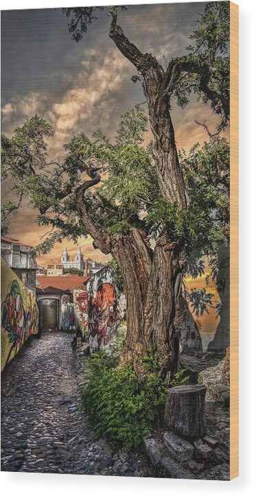 Lisbon Wood Print featuring the photograph Walking in history's footsteps by Micah Offman