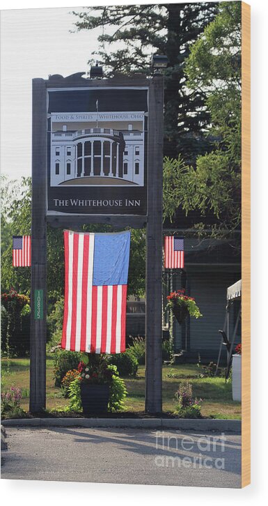 American Wood Print featuring the photograph Whitehouse Inn Sign 9400 by Jack Schultz