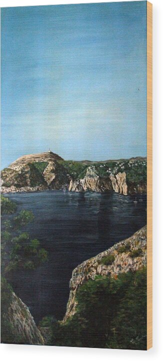 Blue Wood Print featuring the painting Ambolo Javea Spain by Mackenzie Moulton
