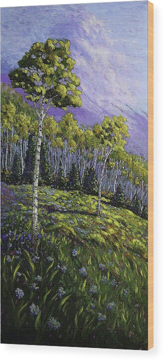 Aspen Blues Wood Print featuring the painting Aspen Blues by Michael Gross