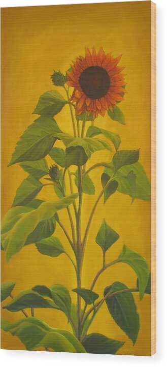 Sunflower Wood Print featuring the painting Extra Tall Sunflower by Don Morgan