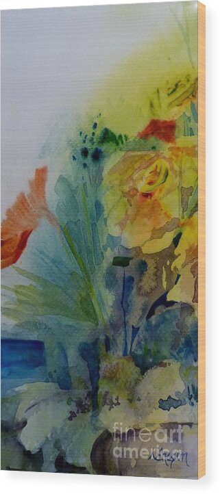Hortensia Wood Print featuring the painting Fluidity 2 by Donna Acheson-Juillet