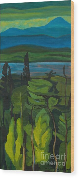 Landscape Wood Print featuring the painting Jack Pine and Poplar Detail by Janet McDonald