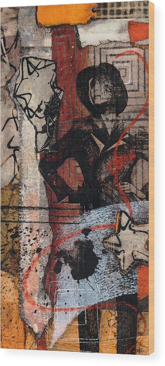 Woman With Hat Wood Print featuring the mixed media Really by Laura Lein-Svencner