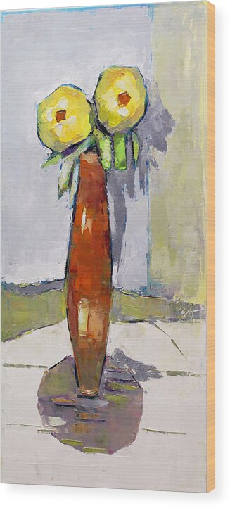 Oil Wood Print featuring the painting Standing Astride by Becky Kim