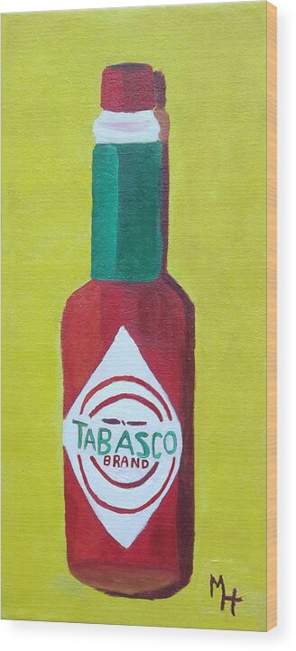 Imaginative Wood Print featuring the painting Tabasco Brand Pepper Sauce by Margaret Harmon