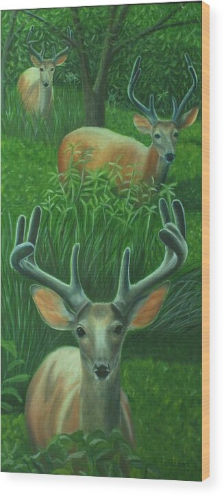 Wildlife Wood Print featuring the painting The Bucks Stop Here by Jill Ciccone Pike