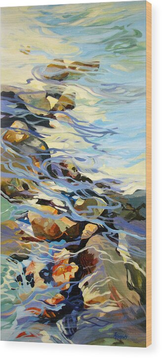 Water Wood Print featuring the painting Tidepool 3 by Rae Andrews