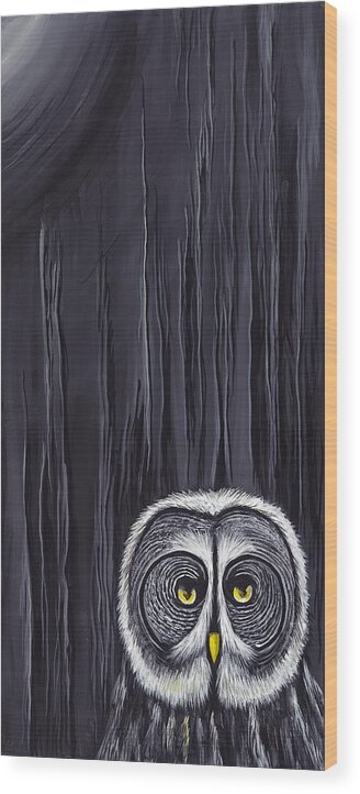 Child Wood Print featuring the painting Great Gray Owl by David Junod