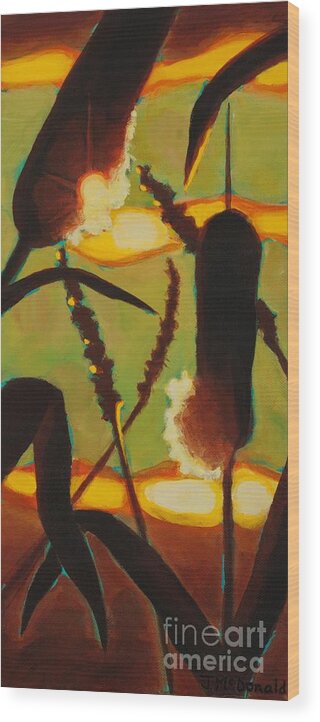 Landscape Wood Print featuring the painting Levity of Light by Janet McDonald