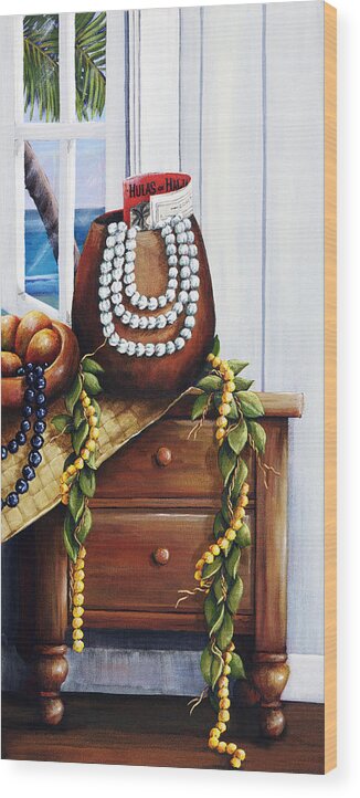 Acrylic Wood Print featuring the painting Hawaiian Still Life Panel #1 by Sandra Blazel - Printscapes
