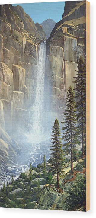 Great Falls Wood Print featuring the painting Great Falls #1 by Frank Wilson