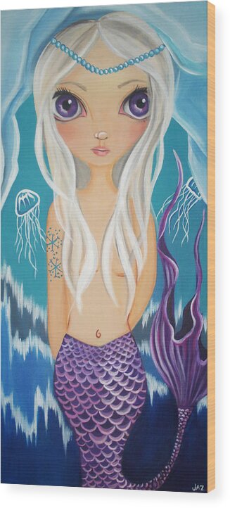 Arctic Wood Print featuring the painting Arctic Mermaid by Jaz Higgins