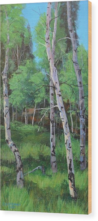 Aspen Wood Print featuring the painting Aspen Forest by Celeste Drewien