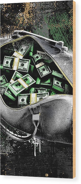 Stacks Wood Print featuring the digital art Bag-O-Money by Canvas Cultures