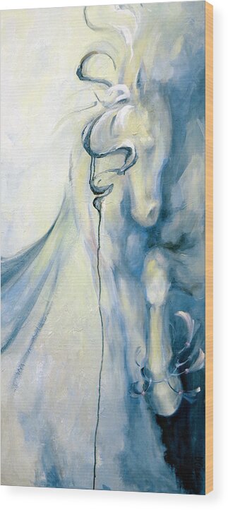 Horse Wood Print featuring the painting Blue Circus Pony 2 by Dina Dargo
