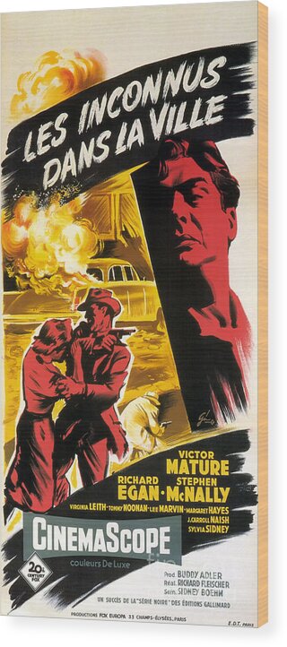 Film Wood Print featuring the painting Film Noir Poster  Violent Saturday by Vintage Collectables