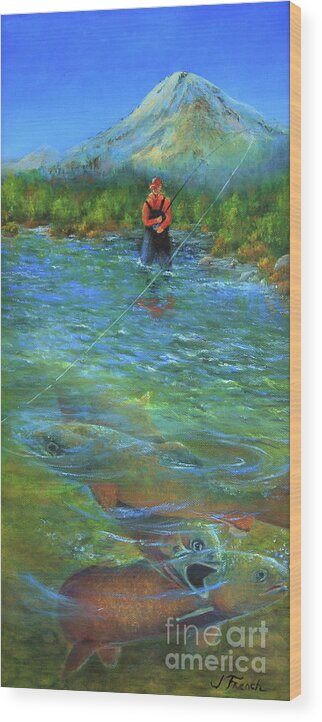 River Wood Print featuring the painting Fish Story by Jeanette French