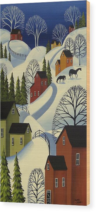 Winter Wood Print featuring the painting Hills Of Winter - snow landscape by Debbie Criswell