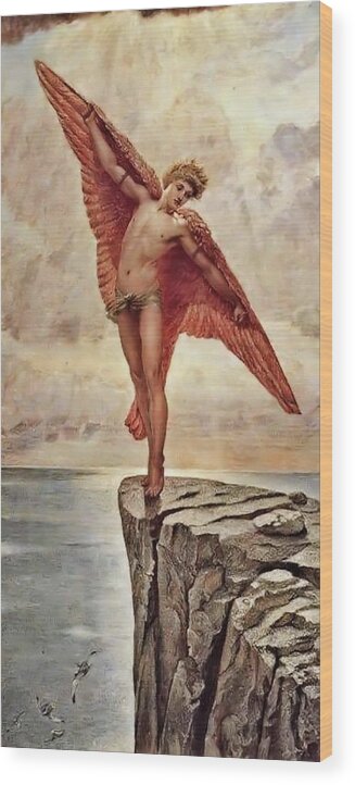 William Blake Richmond Wood Print featuring the painting Icarus by Richmond by William Blake Richmond