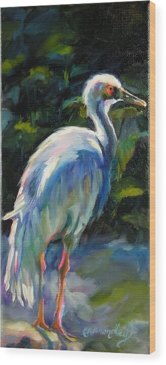 Crane Wood Print featuring the painting I've Got My Eye on You by Chris Brandley