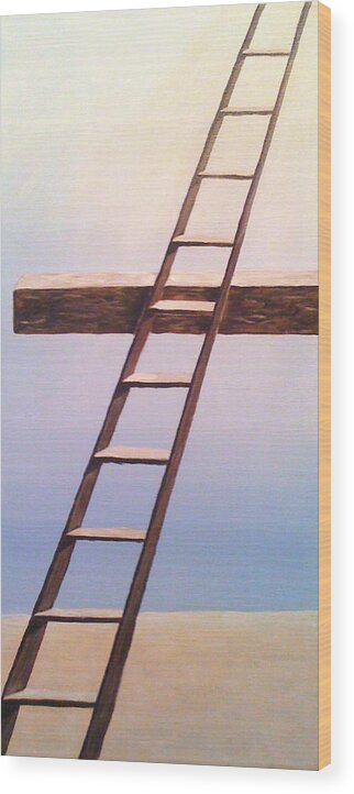 Jacob Wood Print featuring the painting Jacob's Ladder by Deb Brown Maher