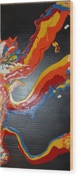 This Is An Acrylic Painting Using The Flow Technique. Each Color Is Mixed With A Medium So It Can Be Poured Onto A Canvas. The Canvas Is Tilted To Move The Colors Inn Different Patterns. Wood Print featuring the painting Lava Flow by Martin Schmidt
