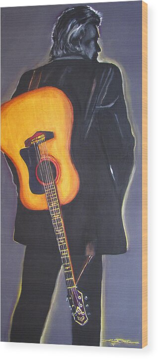 Johnny Cash Wood Print featuring the painting Man in Black's Back by Eric Dee Johnny Cash Wood Print featuring the painting Man in Black's Back by Eric Dee