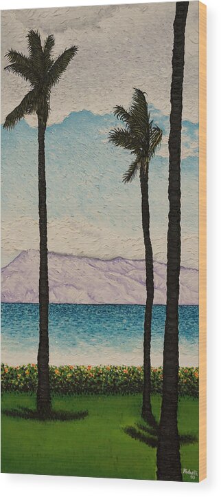 Beach In Maui Wood Print featuring the painting Maui 1 by Joe Michelli