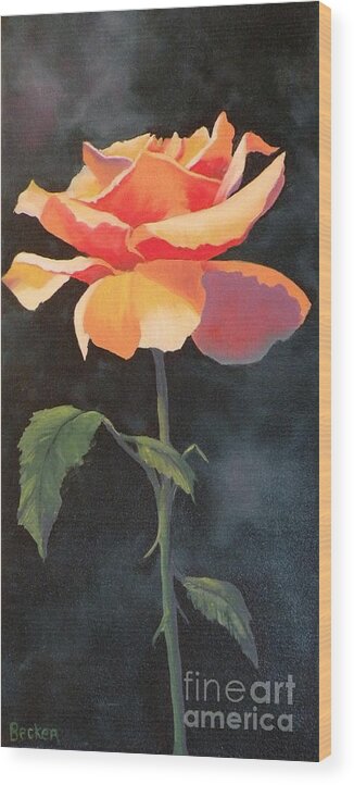 Rose Wood Print featuring the painting One and Only by Susan A Becker