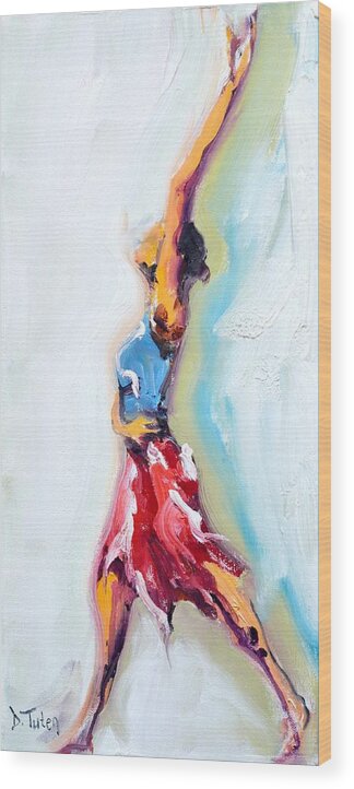 Dance Wood Print featuring the painting Rebekah's Dance Series 1 Pose 3 by Donna Tuten