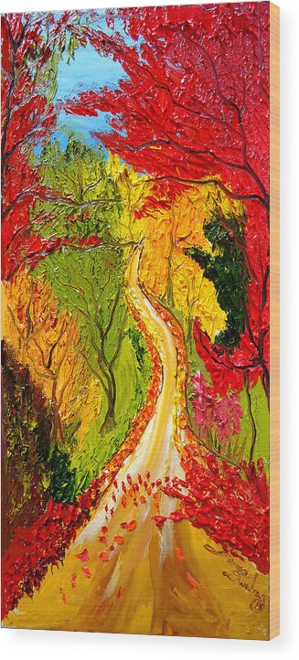  Wood Print featuring the painting Road To Autumn by James Dunbar