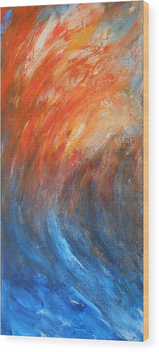 Abstract Wood Print featuring the painting Sea Of Passion by Jane See