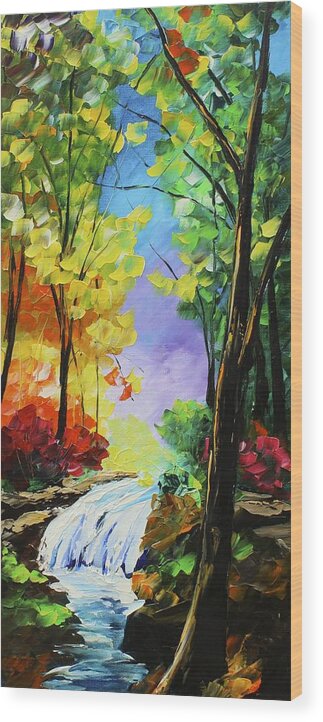 City Paintings Wood Print featuring the painting Small Waterfall by Kevin Brown