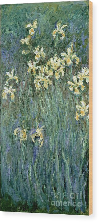 The Wood Print featuring the painting The Yellow Irises by Claude Monet