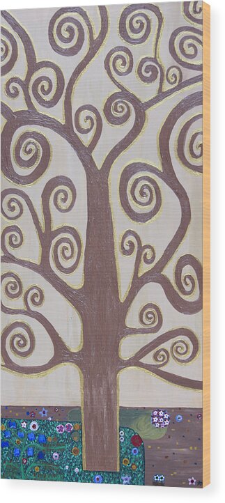 Tree Wood Print featuring the painting Tree Of Life by Angelina Tamez