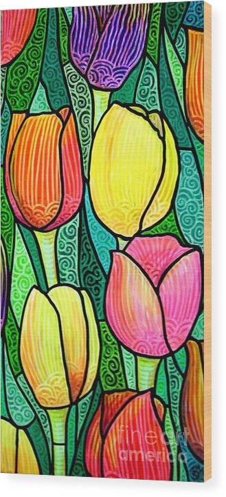 Tulips Wood Print featuring the painting Tulip Expo by Jim Harris