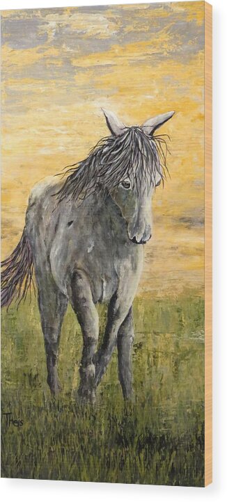 Texas Wood Print featuring the painting Wild and Free by Suzanne Theis