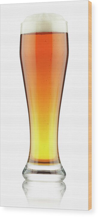 White Background Wood Print featuring the photograph Beer In Glass by Rjp85