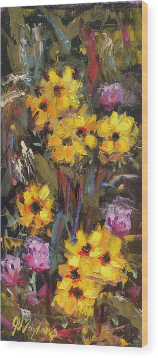 Blackeyed Susan Wood Print featuring the painting Blackeyed Susan by Jennifer Stottle Taylor
