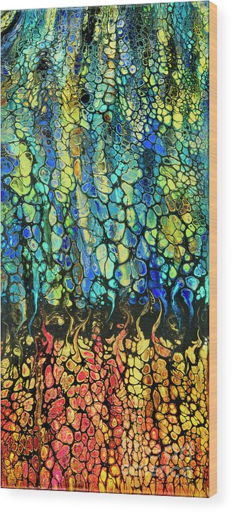 Abstract Wood Print featuring the painting Dragon Pebbles by Lucy Arnold