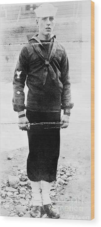 Young Men Wood Print featuring the photograph Humphrey Bogart In Sailor Uniform by Bettmann