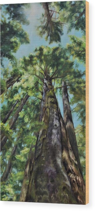 Forest Wood Print featuring the painting Reaching for the Light by Lori Brackett