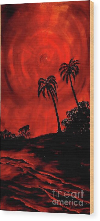 Sunset Beach Wood Print featuring the painting Red Sky by Michael Silbaugh